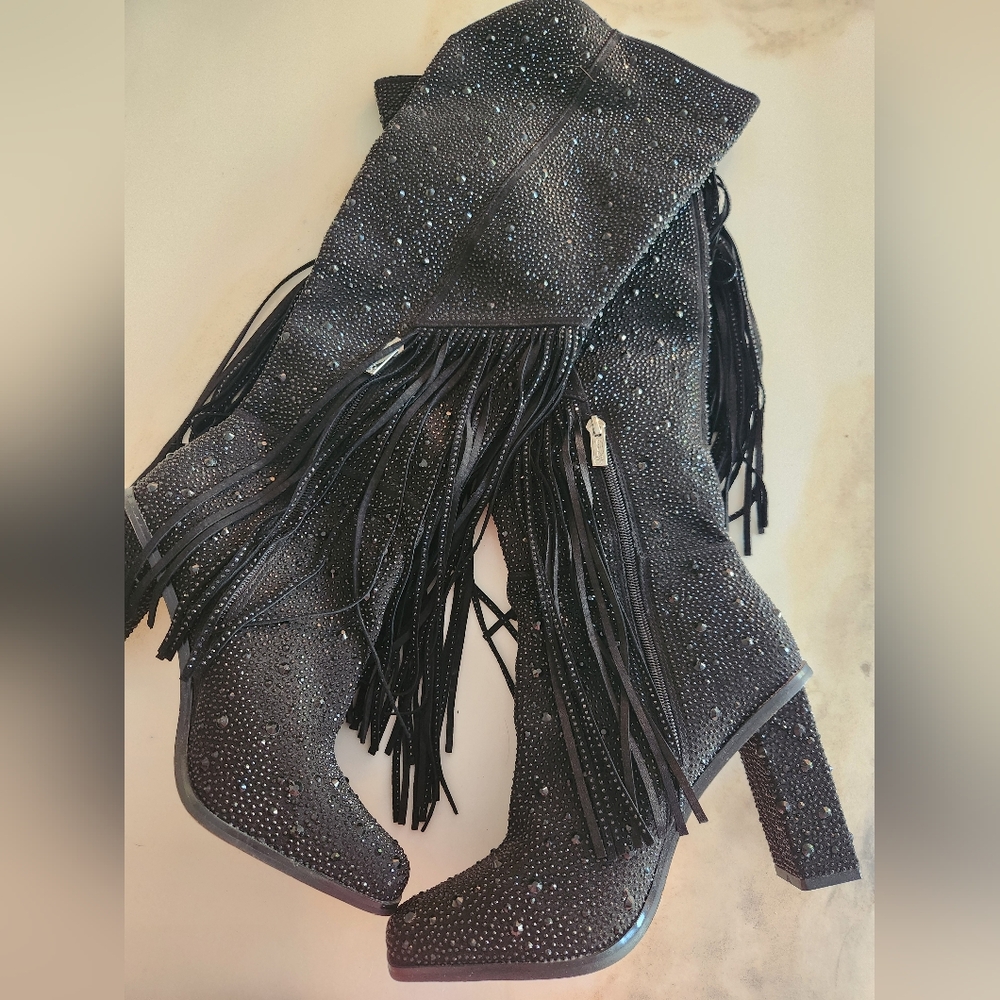 Jessica Simpson Fringe Jeweled Boots Like New! Tried On But Never Worn! - Picture 12 of 14